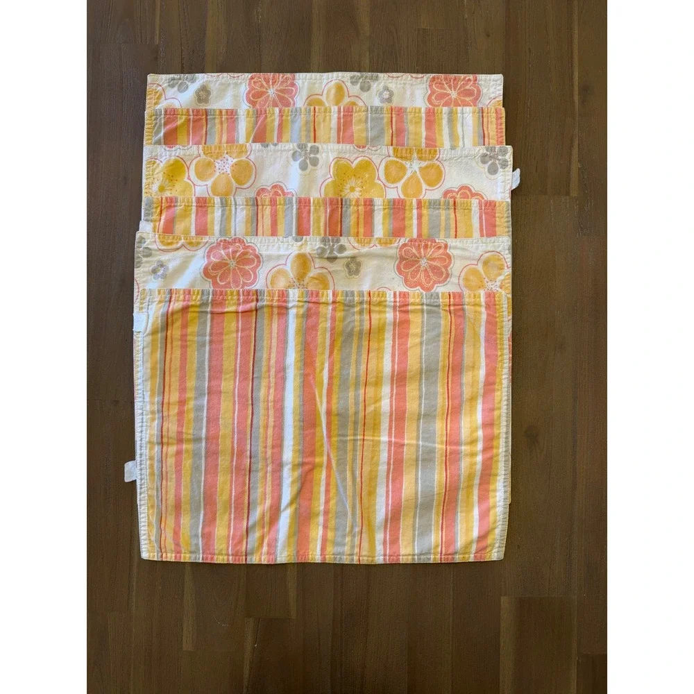 Set‎ of 6 Placemats Floral Stripe Reversible Kitchen Dining Table Decor